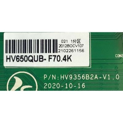 T-CON PARA TV SCEPTRE NUMERO DE PARTE HV650QUB-F70.4K / HV9356B2A-V1.0 / PANEL DXHV650QUBF70 / MODELO N65 - Imagen 2